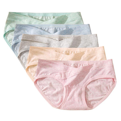 Maternity Underwear 5-Pack, Cotton Blend Postpartum Panties, V-Front Under-the-Bump Briefs, Multi-Color - color: Mottled, size: Medium