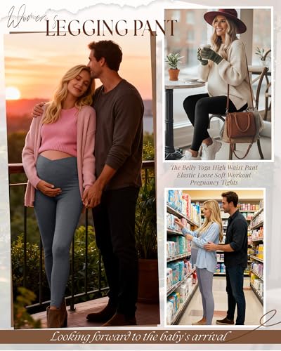 3 Pack Women's Maternity Leggings Pregnancy Pant - color: Black, Dark Mixed Gray, Mixed Gray, size: Medium