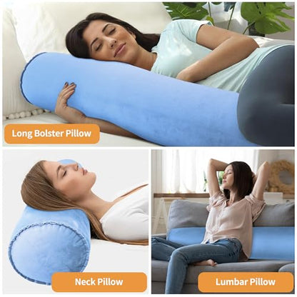EULANT Inflatable Travel Body Pillow,Inflatable Long Body Pillow for Bed - color: Blue