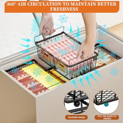 Large Freezer Organizer Bins for 10 to 20 Cu.Ft,Leak-Proof Bottom,6 Pack - color: Black-6Pack