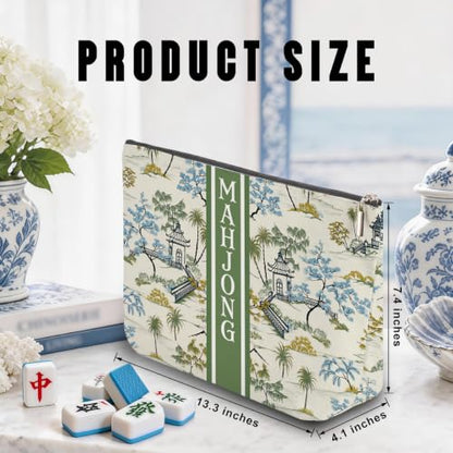 Green Chinoiserie Garden Mahjong Tile Bag Makeup Bag (Case Only) - color: Multicolor 1839