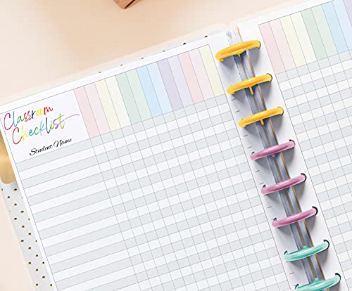 Classroom Checklist Color Refills for 9-Disc Classic Happy Planners, Classic Teacher Planner Inserts