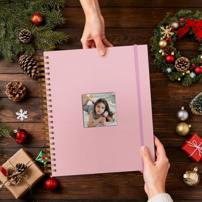 Linen Memory Book 8.5x11 in, Window Cover 30 Sleeves Pink - color: Pink, size: 8.5"X11" 30Sheets