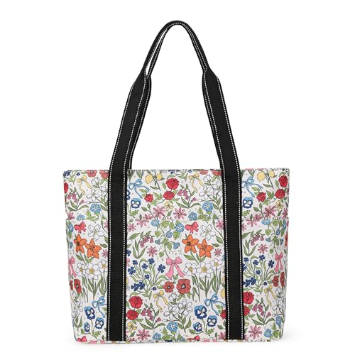 Tote Bag for Women with LaptopCompartment & Cup Holder - color: Bow Meadow
