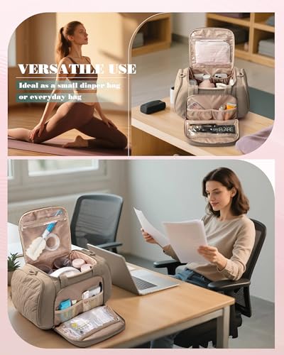 Marscamd Quilted Breast Pump Bag Compatible with Spectra S1 and S2 - color: Camel