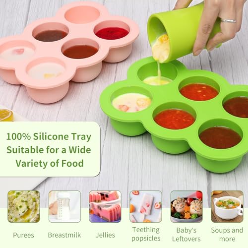 Silicone Freezer Tray with Clip-on Lid, 3oz x 6 Pods (Bright Green) - color: Bright Green (6 x 3 OZ)
