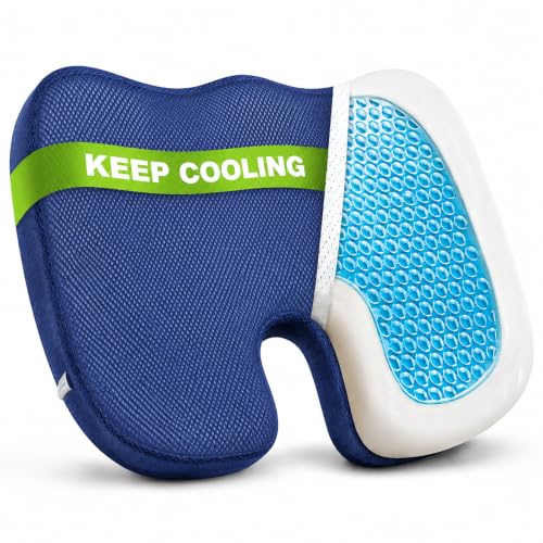 Cooling Ergonomic Memory Foam Seat Cushion, Breathable Mesh Cover, Blue - color: Mesh Blue