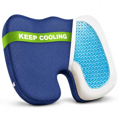 Cooling Ergonomic Memory Foam Seat Cushion, Breathable Mesh Cover, Blue - color: Mesh Blue