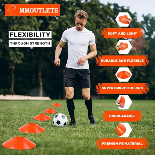 Soccer Training Cones Set, 75/50/25 Pack with Strap Holder & Carry Bag - color: Multi Color