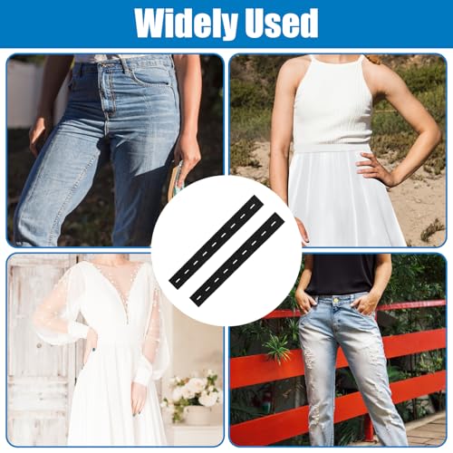 QFGasre Adjustable Elastic Jean Waist Tightener,10 Pcs Pants Adjuster,Black