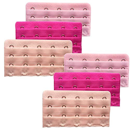Bra Extenders 2 Hook / 3 Hook / 4 Hook / 5 Hook / 6 Hook, Soft & Stretchy for Back Bra Extension Strap B-E-B-E1 - color: 5 Hook - Skin,rose,pink