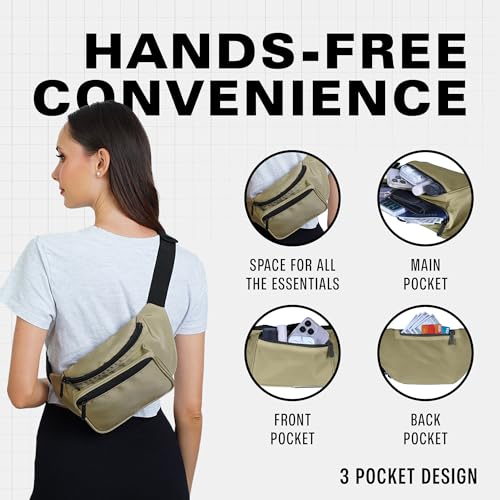 SoJourner Waterproof Fanny Pack, Olive Green - color: Olive Green