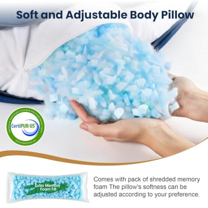 TranquilRelax C Shaped Body Pillow for Side Sleepers, Navy Blue-53"*10" - color: Navy Blue, size: 53*10 in