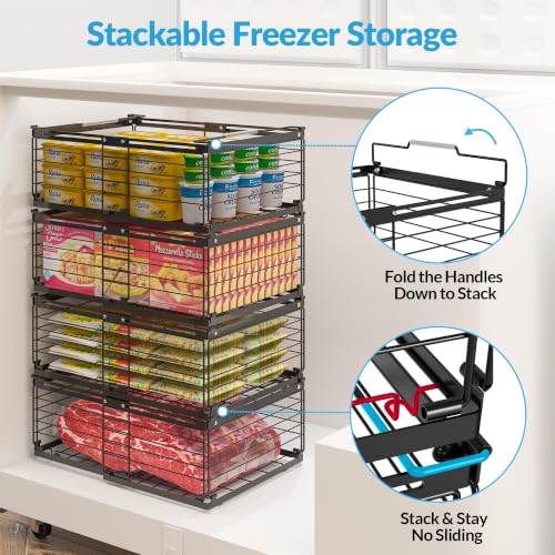 NADAMOO Expandable Chest Freezer Organizer, Stackable Wire Baskets - size: 4 Packs