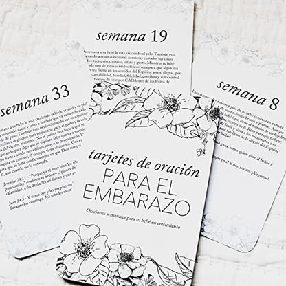 Duncan & Stone Spanish Pregnancy Prayer Cards, Affirmation Set, B&W - color: Black & White - Spanish