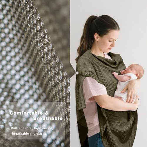 Olive Green Nursing Cover Up for Breastfeeding, Privacy Feeding Shawl - color: Olive Green