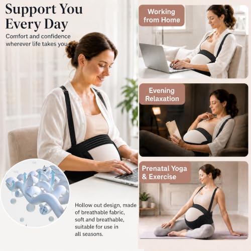 Pregnancy Belly Band, Pregnancy Support Belt, Black, X-Large - color: Black, size: X-Large