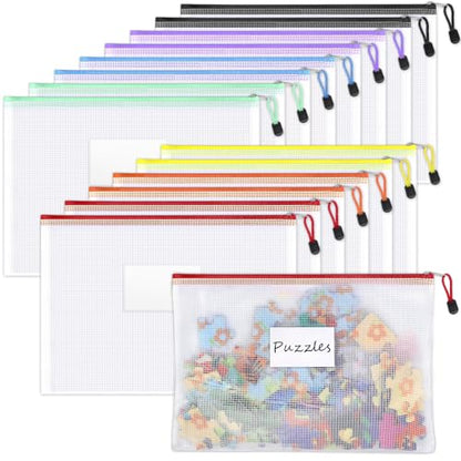 Sooez 14 Pack Mesh Zipper Pouch Bags, A4 Letter Size, Classroom Zipper Bags - style: 14 Pack