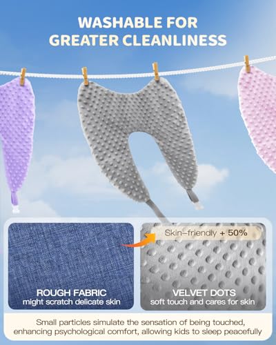 Memory Foam Kids Travel Pillow, Car Pillow for Kids, Velvet Dots, Grey - color: Grey