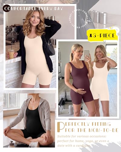 3 Pack Maternity Bodysuits - color: Wine Red, Apricot, Black, size: Large