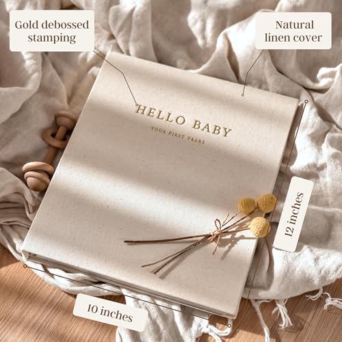 Peachly Baby Book for Girl - First Year Memory Book Keepsake - Clementine - color: Clementine