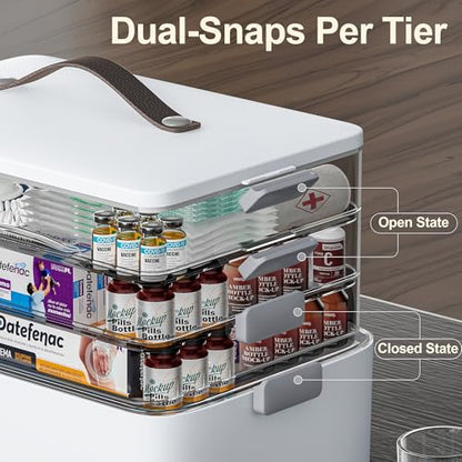 CTIME 4-Tier Medicine Organizer - Portable Medicine Cabinet with Handle - size: Extra Large 4-Tier