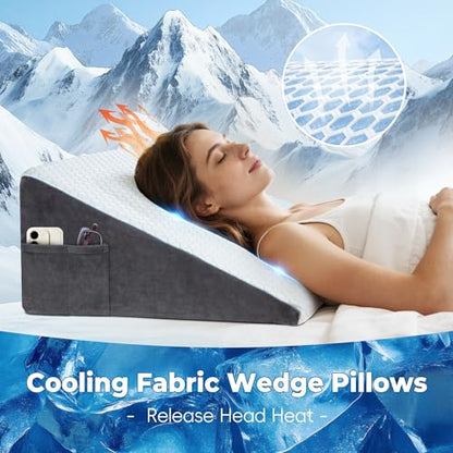 WOLKI 12 Inch Cooling Wedge Pillow for Sleeping & After Surgery Recovery - size: 12" Height