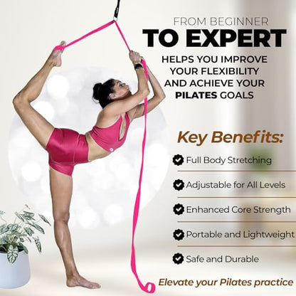 Pilates Stretching Strap with Door Anchor for Flexibility Training - color: Pink