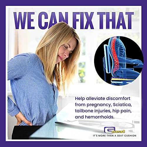 GSeat Elite Orthopedic Gel and Foam Seat Cushion for Coccyx, Back, Tailbone, Prostate, Postnatal, and Sciatica - Black - color: Black