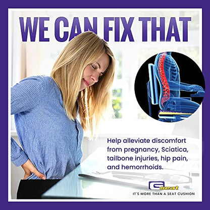 GSeat Elite Orthopedic Gel and Foam Seat Cushion for Coccyx, Back, Tailbone, Prostate, Postnatal, and Sciatica - Black - color: Black