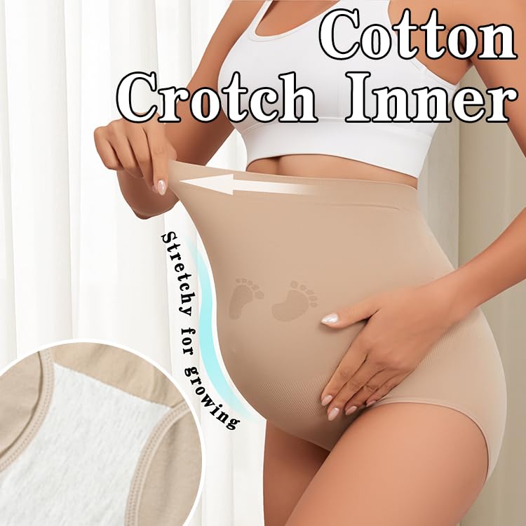Maternity Underwear Seamless Belly Support Pregnancy Shapewear Under Dress - color: Nude, size: Large