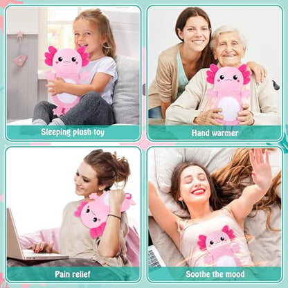 Pink Axolotl Microwave Heating Pad for Cramps Period & Pain Relief - style: Pink Axolotl