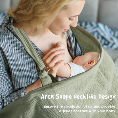 LALIFIT Muslin Nursing Covers for Baby Breastfeeding, Adjustable Privacy Nursing Apron Cover, Extra Large 100% Cotton Cover