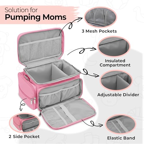 Breast Pump Bag Fit for Spectra S1 and S2, Pumping Bag with Milk Packs - color: Pink