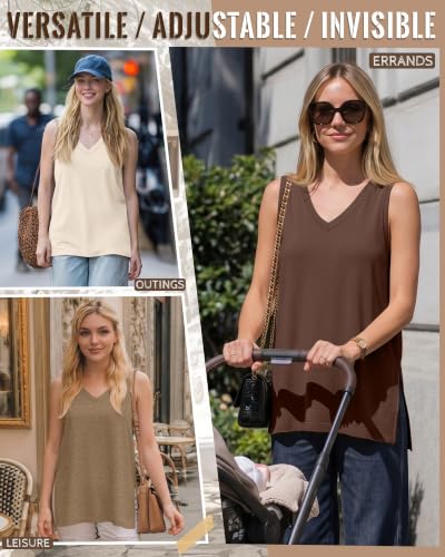 3 Pack Womens Maternity Nursing Tank Top - color: Cream, Camel, Brown, size: X-Large