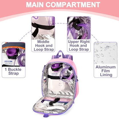 CURMIO Feeding Pump Backpack for 500ml Feeding Bag, G/J/GJ Tube, Pink - color: Pink