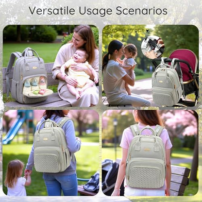 AIJIEKE Diaper Bag Backpack, Large Multi-functional Diaper Backpack, Gray - color: Grey