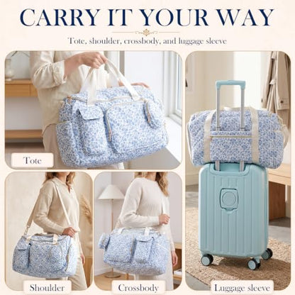 Floral Diaper Bag, Mom Hospital Bag with Breast Pump Pocket
