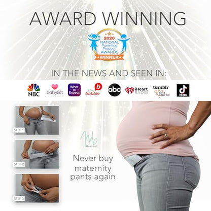 Maeband Maternity Belly Band: Pregnancy Belt & Jeans Waistband Extender - color: Midnight Black, size: Medium