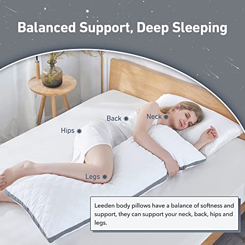 Leeden Body Pillow Insert 20 x 54 for Side Sleepers White Support - color: Grey-side