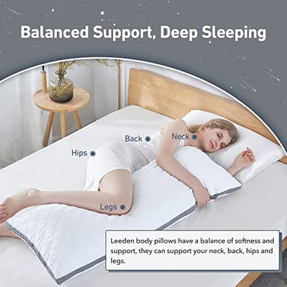 Leeden Body Pillow Insert 20 x 54 for Side Sleepers White Support - color: Grey-side