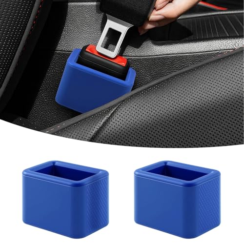 2 PCS Seat Belt Buckle Holder, Silicone Seatbelt Buckle Booster to Makes Receptacle Stand Upright for Easy Access (Blue) - color: Blue