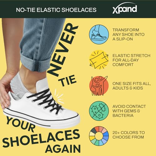 Xpand No Tie Elastic Shoe Laces for Sneakers - Shoelaces for Adults & Kids - color: Gray