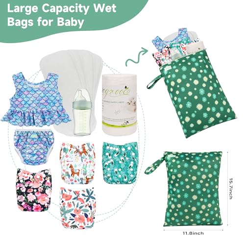 wegreeco Wet Dry Bag for Baby Swimsuit, Small Wet Dry Bag for Clothes Diaper and Breast Pump Parts, Large Baby bag for Travel,Gym Clothes,Beach,Pool,Extra Clothes (Chrysanthemum, 3 Pack) - color: Chrysanthemum, 3 Pack