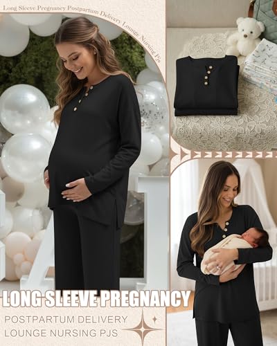 Women's Maternity Pajamas Sets - color: Black, size: Large