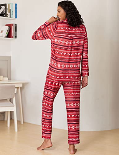 Ekouaer Women's Pajamas Long Sleeve Loungewear Casual Button Down Pjs - color: Christmas Pattern, size: Large