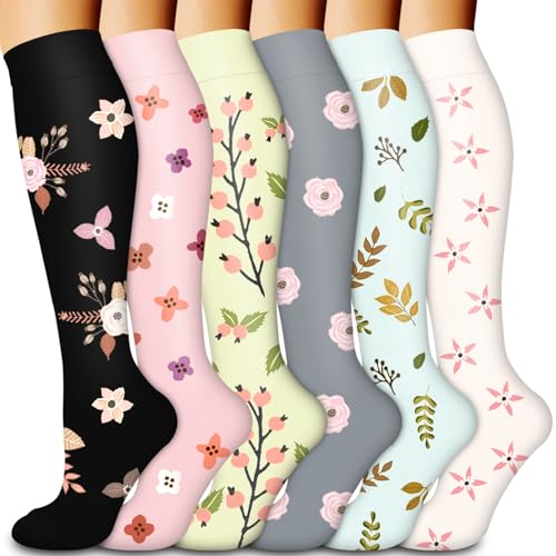 Laite Hebe Compression Socks for Women & Men Circulation(6 pairs)-Graduated Supports Socks for Running, Athletic Sports - color: 01-Assorted28, size: Large-X-Large