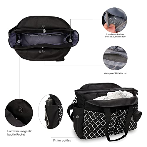 Diaper Bag Tote Large Baby Changing Bag with Changing Station - color: Black