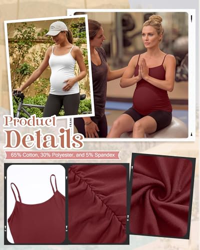 4 Pack Maternity Tank Tops - color: Burgundy, Navy Blue, White, Black, size: X-Large