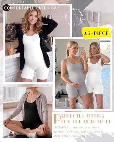 3 Pack Maternity Bodysuits - color: Light Gray, White, Black, size: Medium